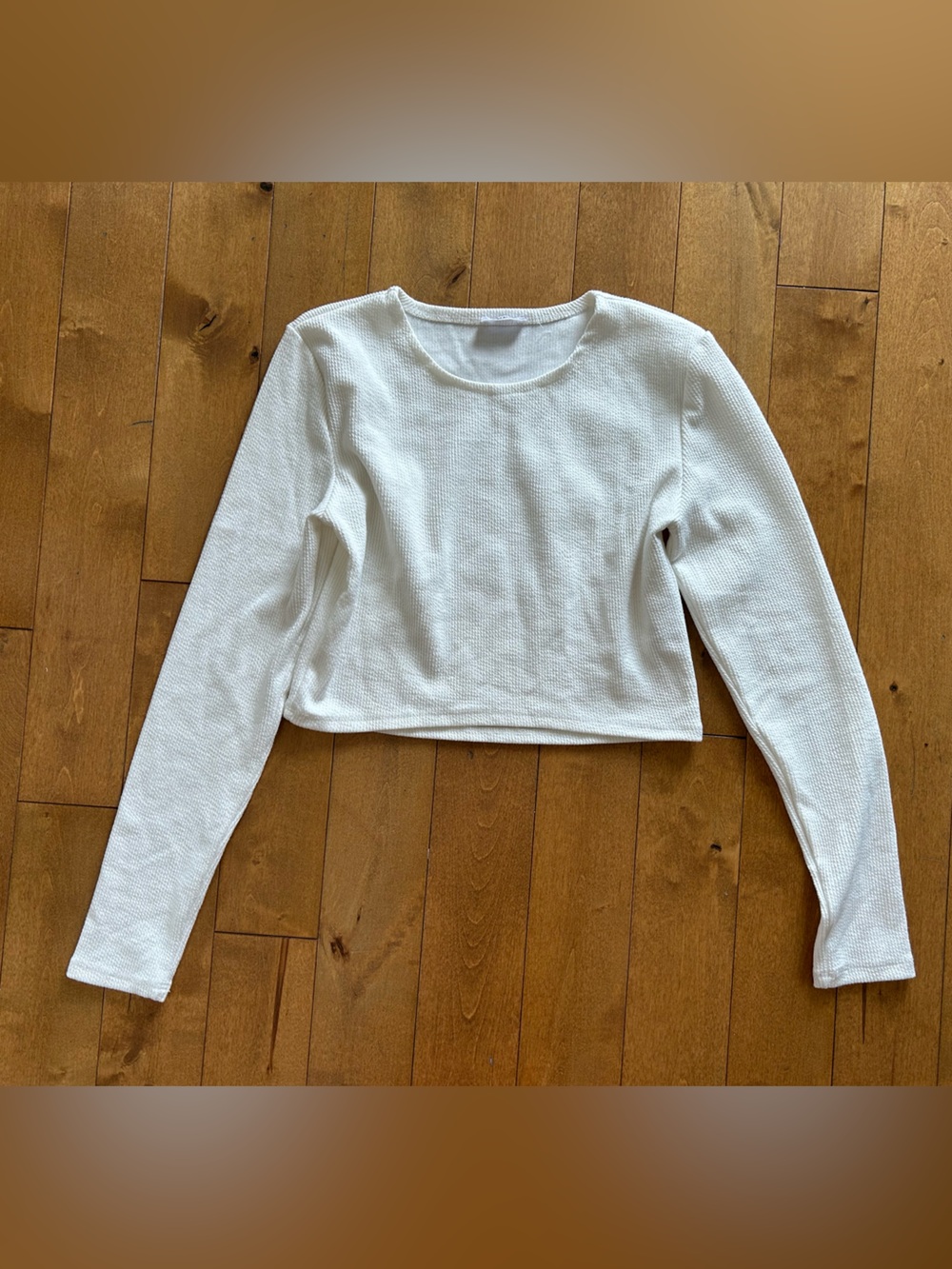 Ardene White Long Sleeve Ribbed Crop Top